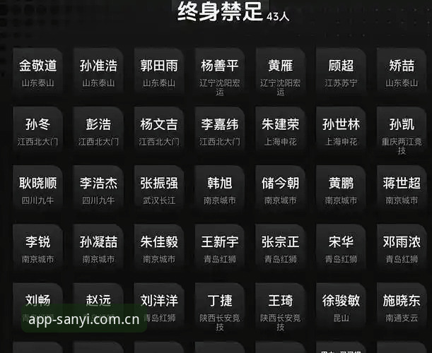 中国足协公布第三批禁足名单最新动态，65人因行贿操控比赛受罚